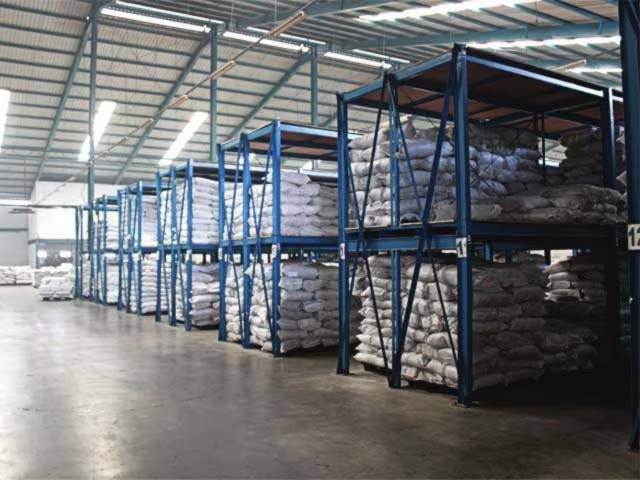 Finished-goods warehouse with racking